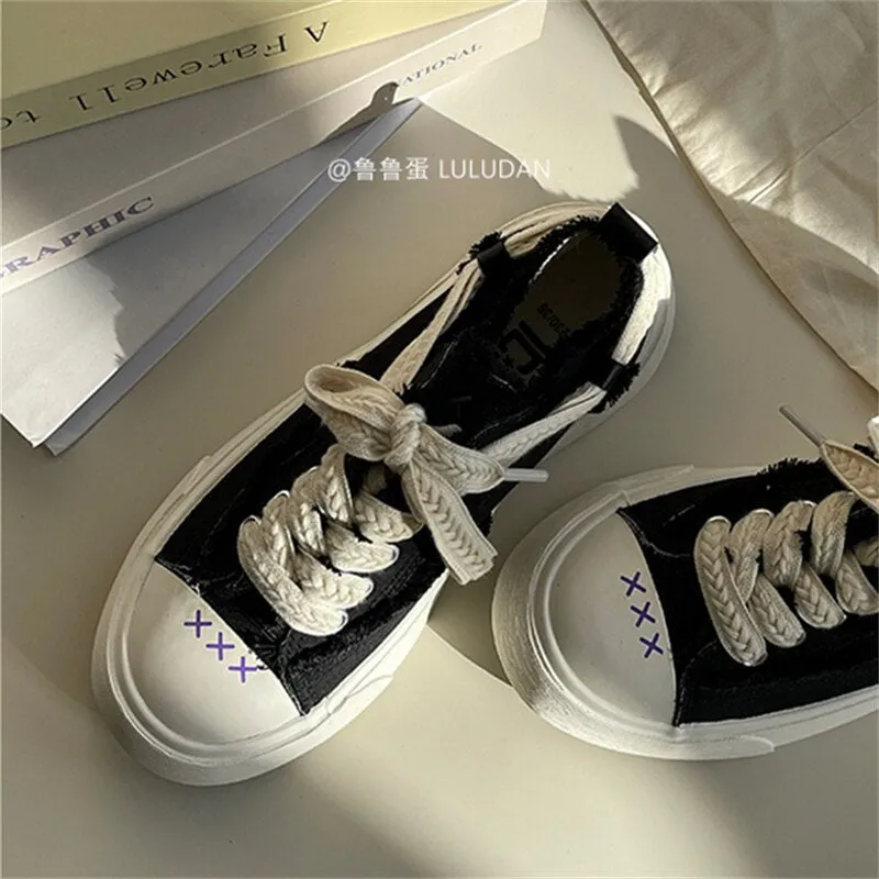 xiangtuibao Beige Sneakers Women  INS Brand Woman Vulcanized Shoes Sneakers Casual Ladies Spring Autumn Lace Up Flats Shoes Female NEW