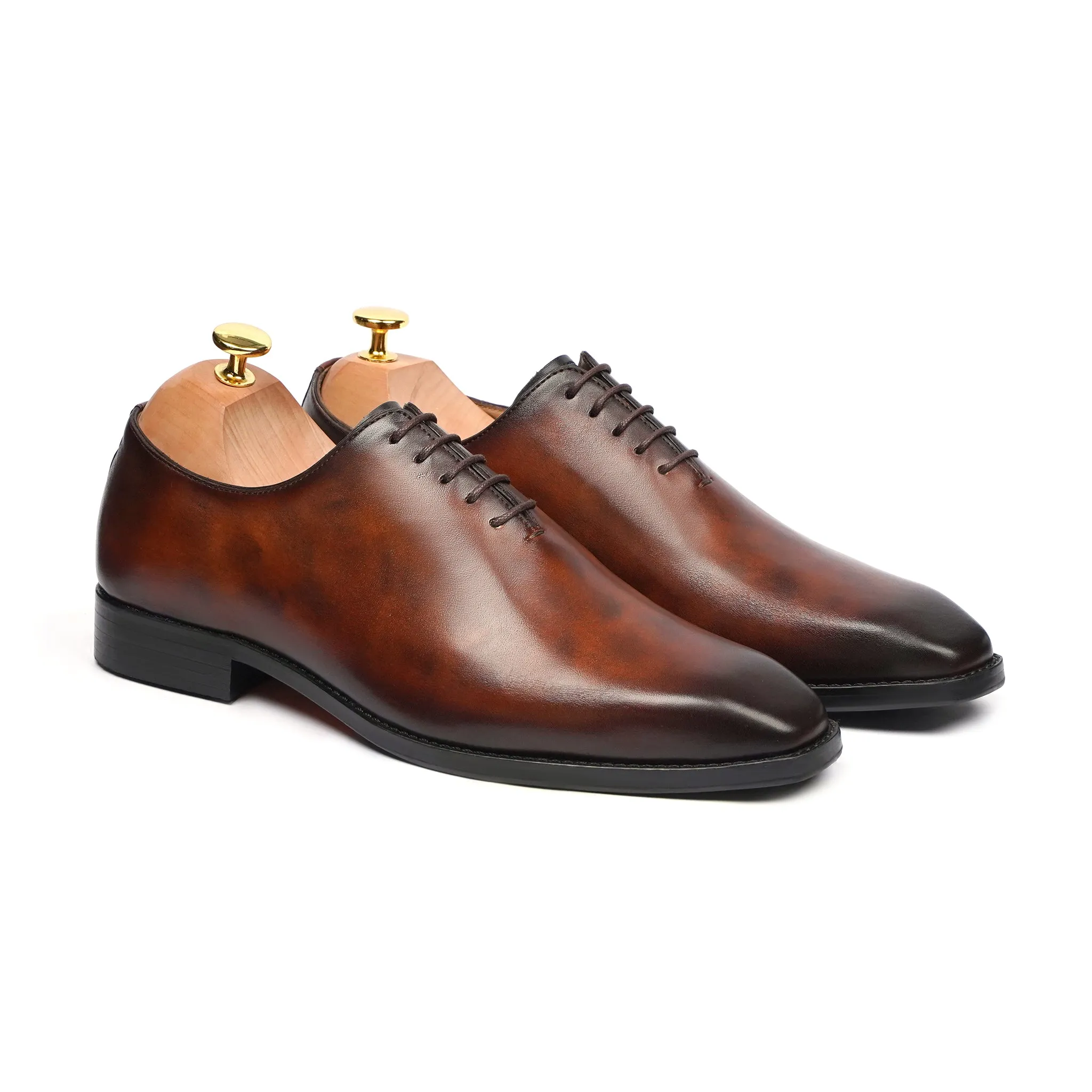 Yama - Men's Burnished Brown Calf Leather Wholecut Shoe