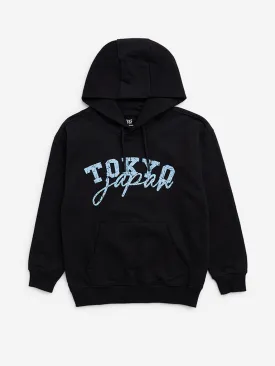 Y&F Kids Black Text Printed Cotton Sweatshirt