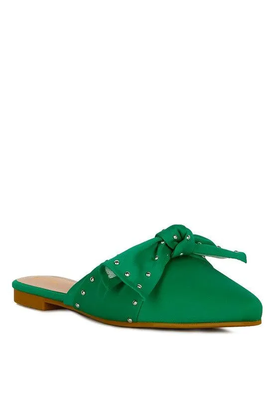 Yancy Studded Chic Bow Flat Mules