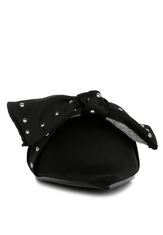 Yancy Studded Chic Bow Flat Mules