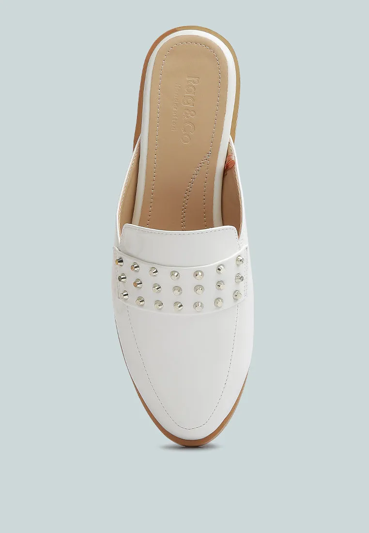 Yashta Patent Studded Flat Mules