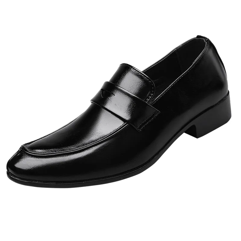 Yeknu Italian Holfredterse Men Oxford Brogues Formal Faux Leather Office Wide Fit Wedding Slip on Casual Business Flat Shoes 16-8833