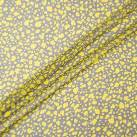 Yellow & Grey Animal Printed Pure Silk Georgette