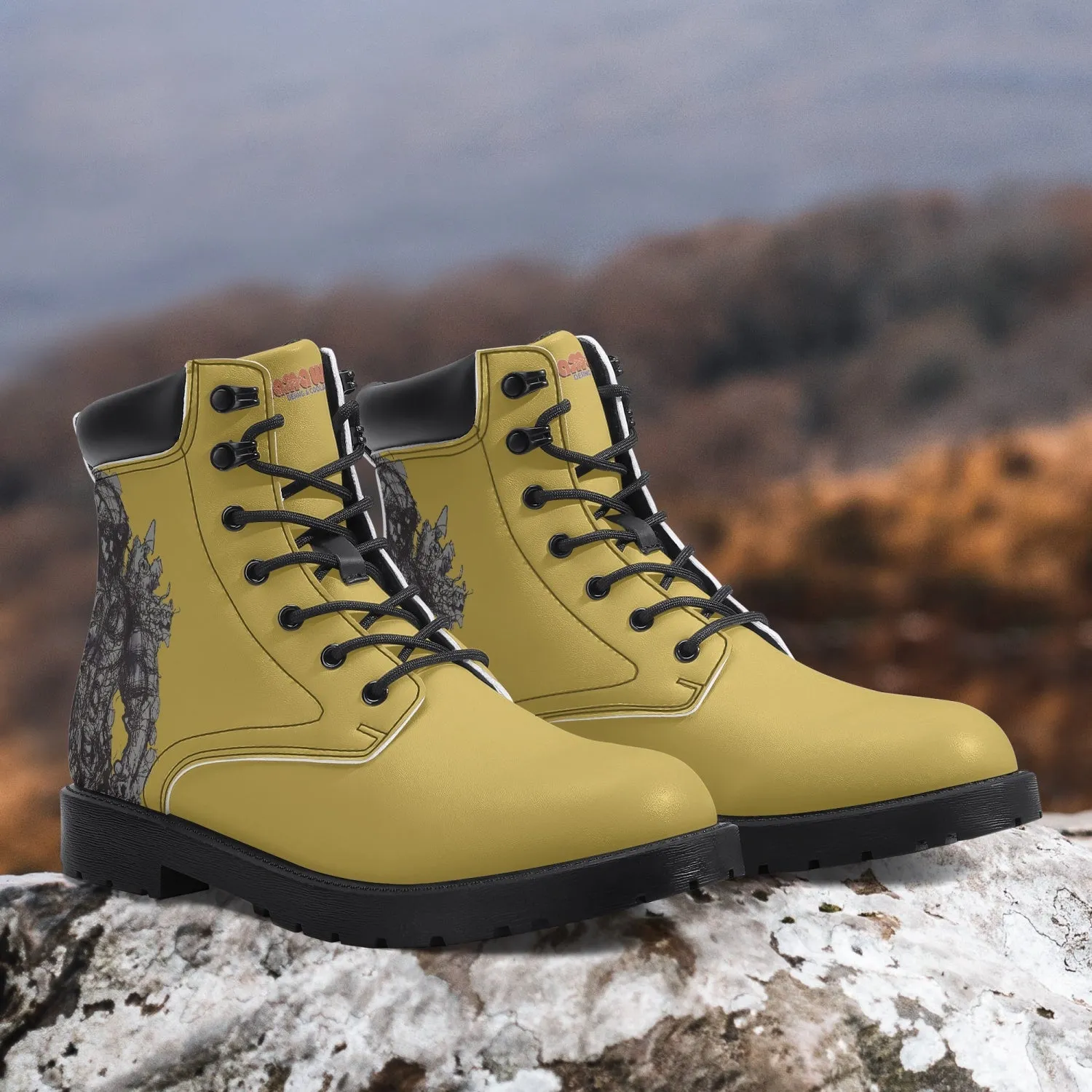 Yellow Casual Leather Boots