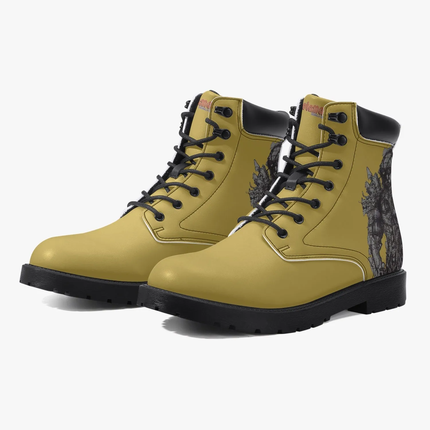 Yellow Casual Leather Boots