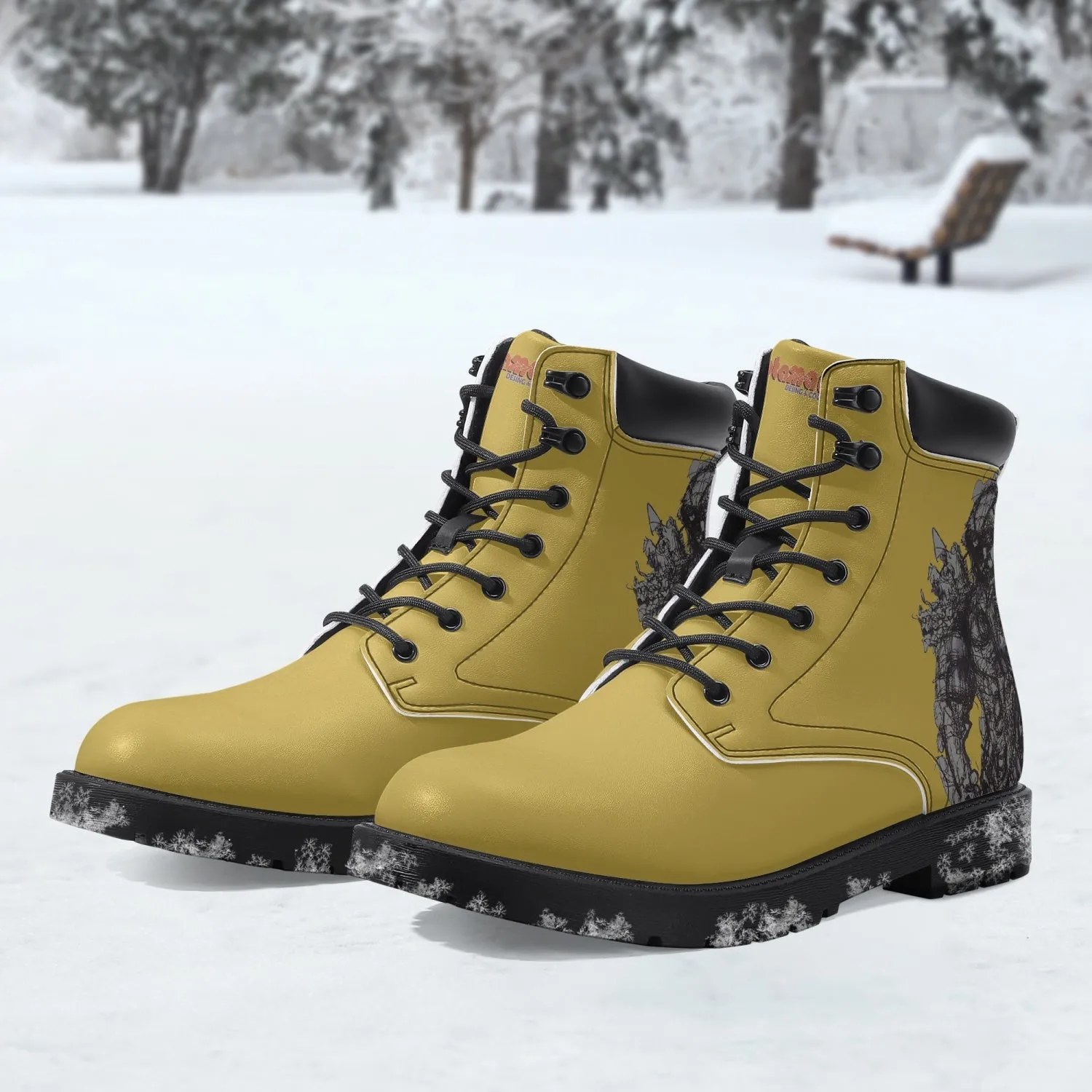 Yellow Casual Leather Boots