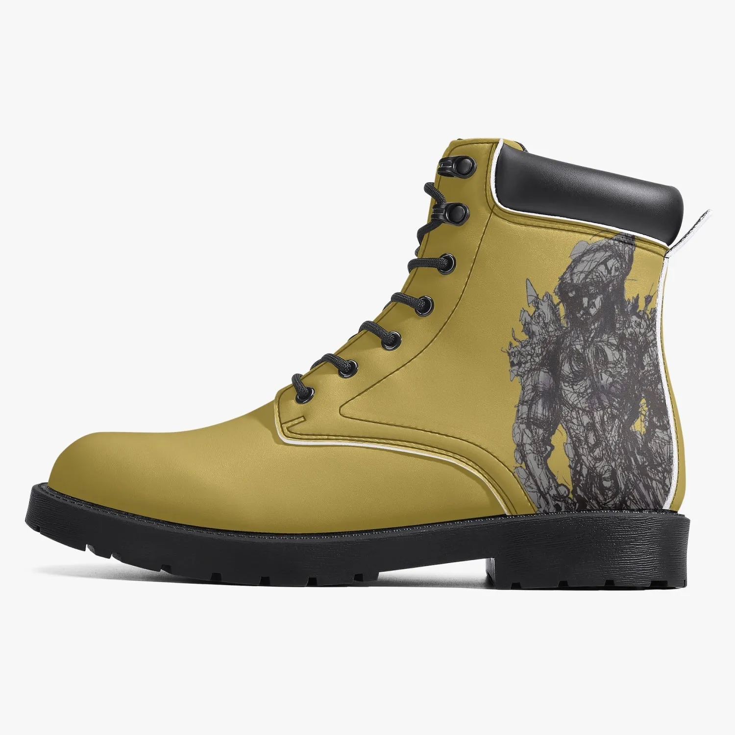 Yellow Casual Leather Boots