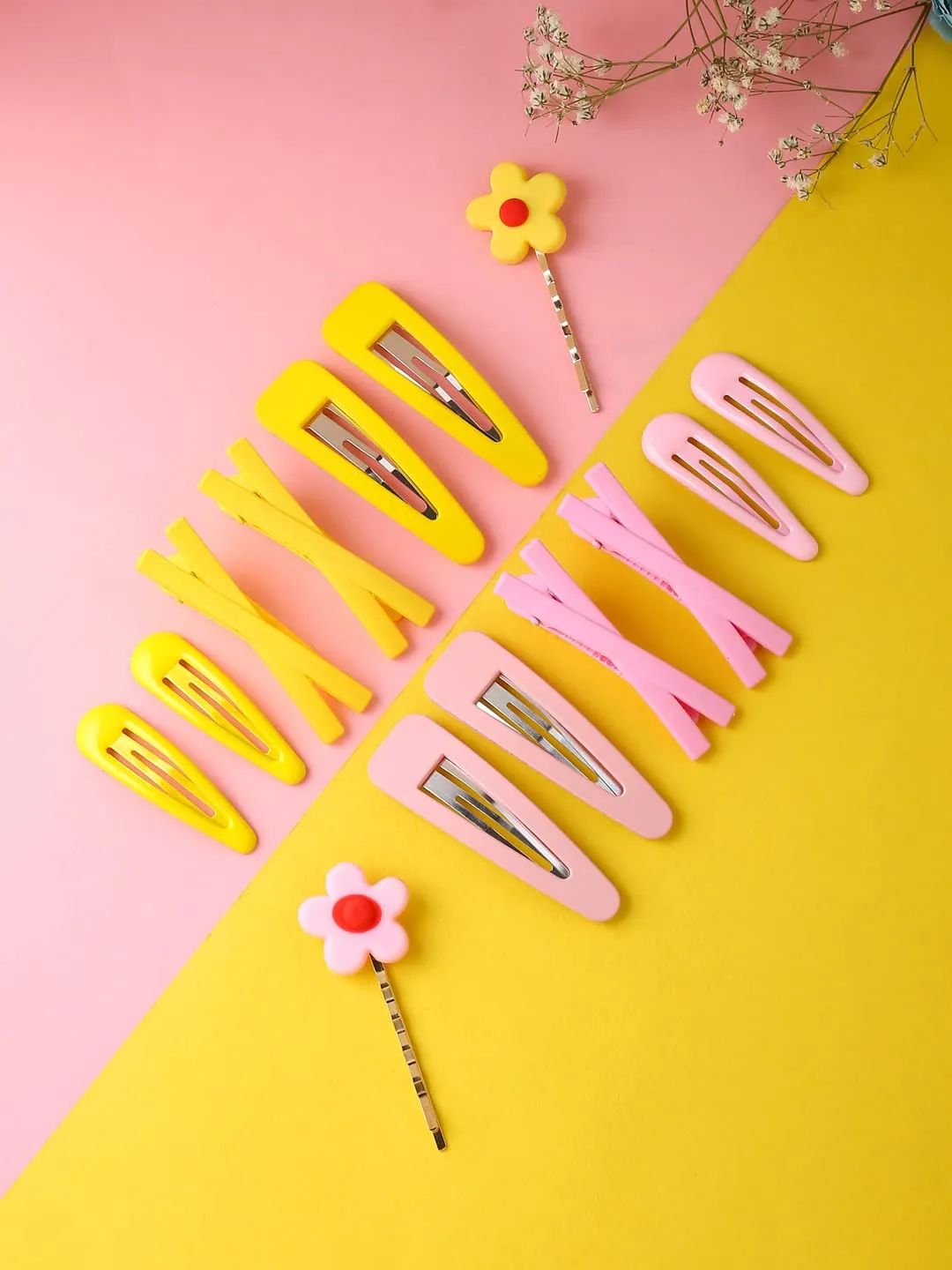 Yellow Chimes 14 Pcs Hair Clips for Girls Kids & Women | Cute Hair Accessories Bows Tic Tac & Tik Tok Clips for Baby Girl & Women