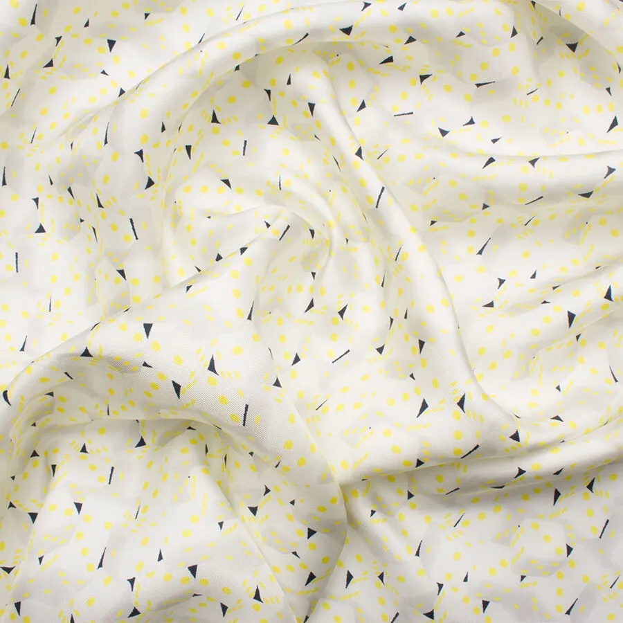 Yellow 'Dice' Printed Silk Twill