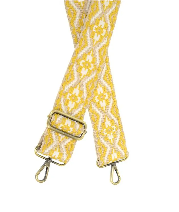 Yellow Embroider Guitar Strap