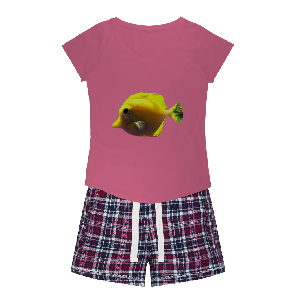 Yellow Fish Women's Sleepy Tee and Flannel Short