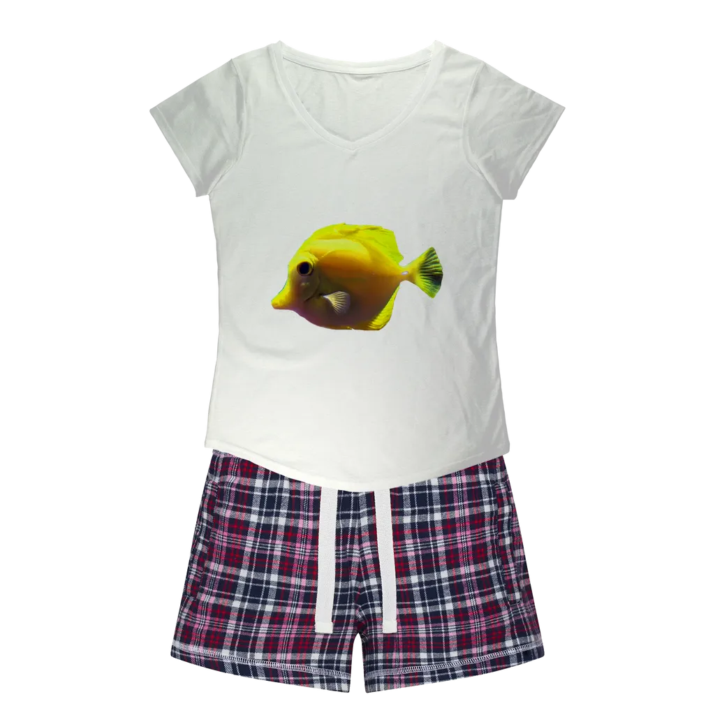 Yellow Fish Women's Sleepy Tee and Flannel Short