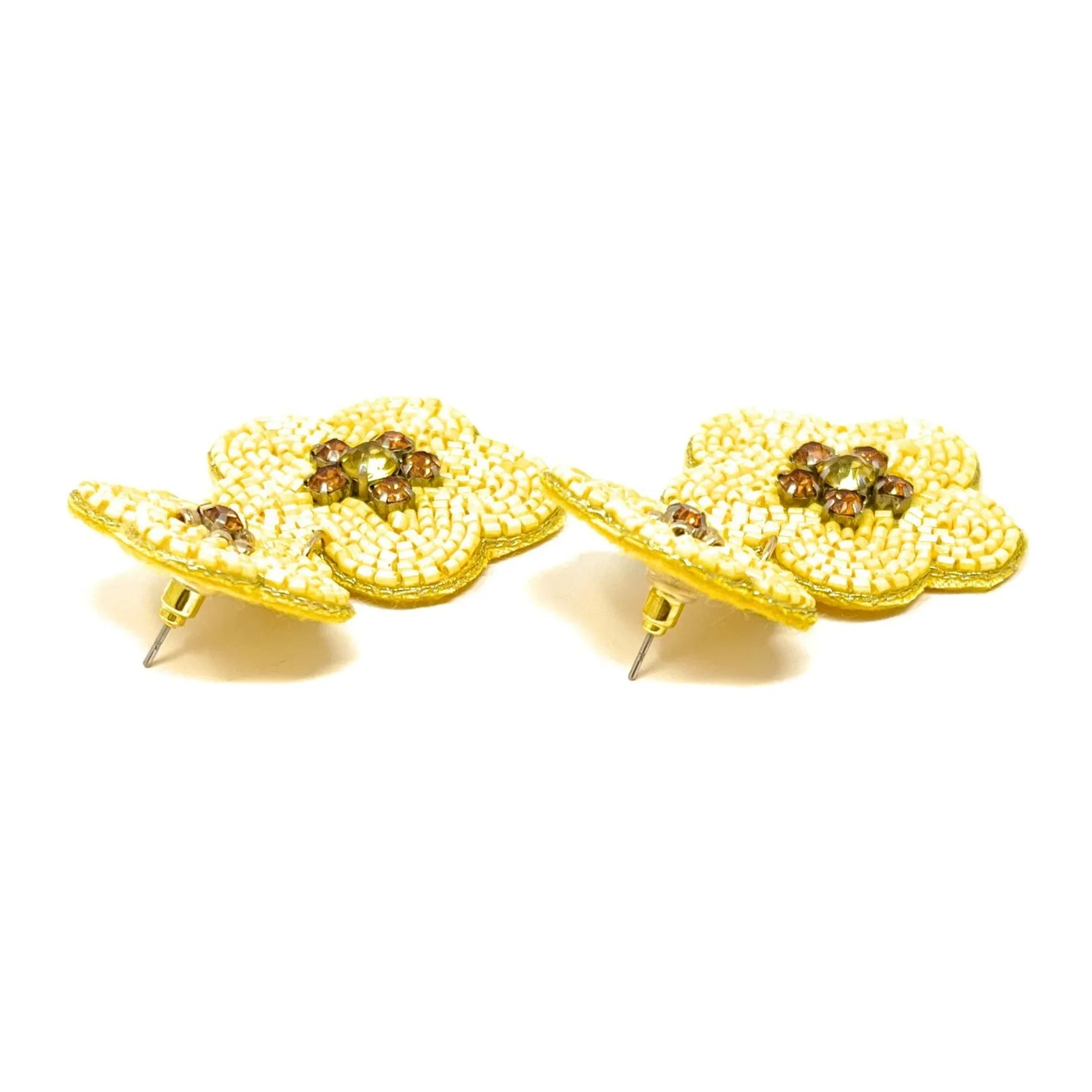 Yellow Flower Beaded Earrings