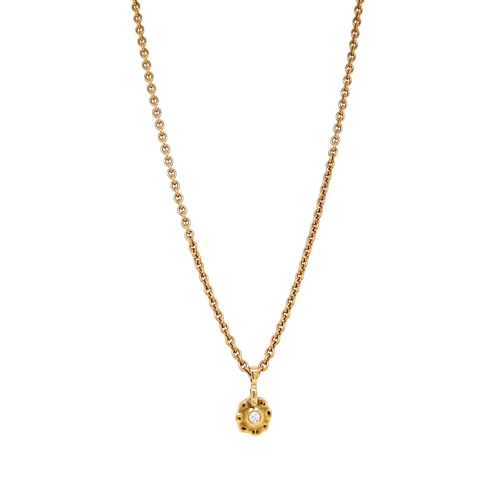 Yellow Gold & Diamond Pendant - "Flora"