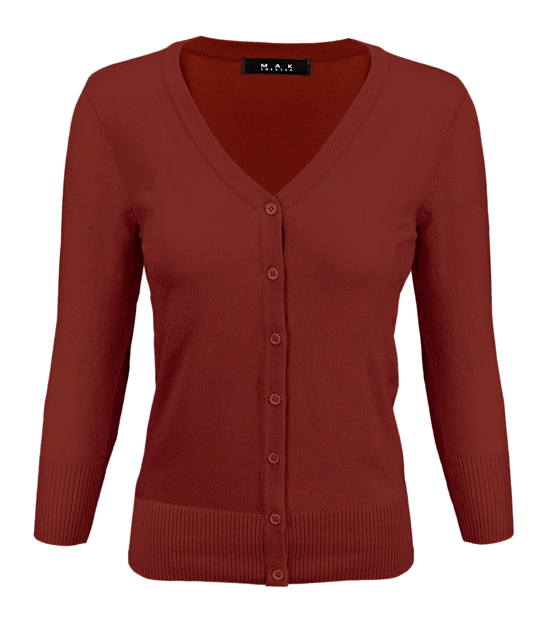 YEMAK Women's 3/4 Sleeve V-Neck Button Down Cardigan Sweater CO078 (S-L) Color Option (2 of 2)