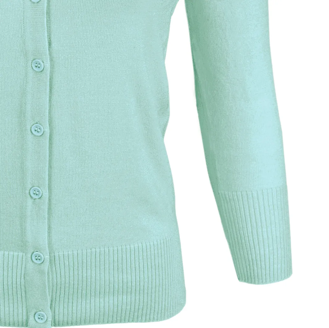 YEMAK Women's 3/4 Sleeve V-Neck Button Down Cardigan Sweater CO078 (S-L) Color Option (2 of 2)