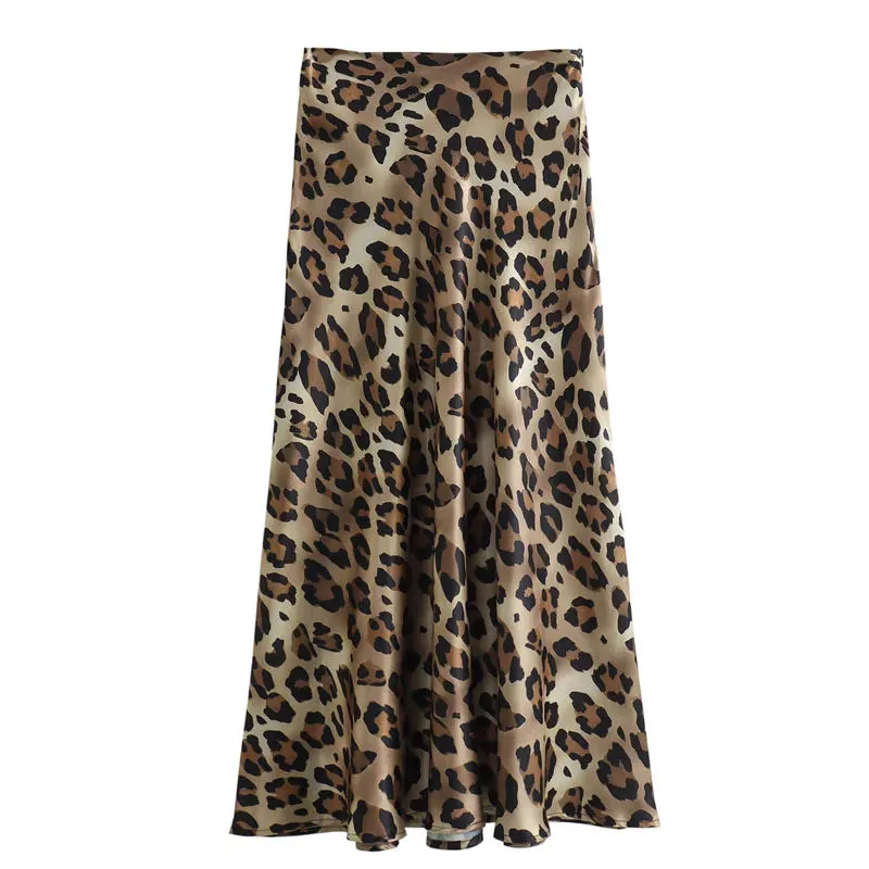 YESMYTOOL  -   Leopard Print Skirts For Women 2024 Vintage Midi Long Skirt Woman Clothing Y2k Streetwear Loose Female Summer Skirts