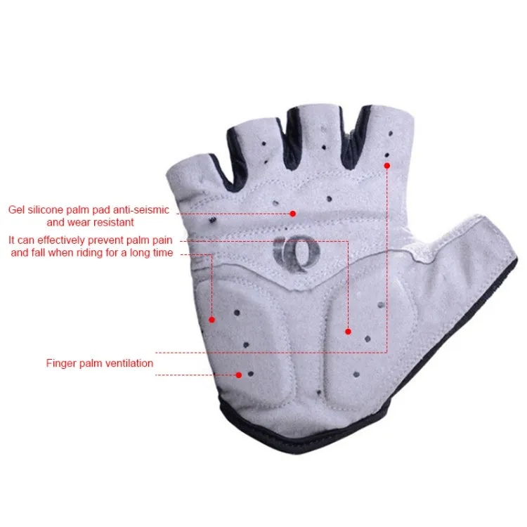 YIZIMI Anti-shock Half-finger Gloves Cycling Silicone Short Finger Gloves, Size: M(Black Gray)