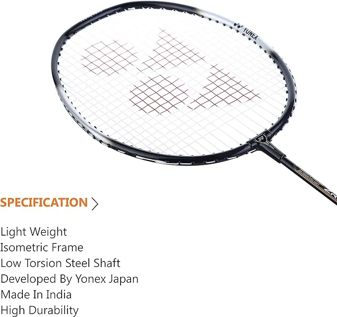 Yonex ZR-100 Light Black/White Badminton Racket Prestrung - Made in India (Black)