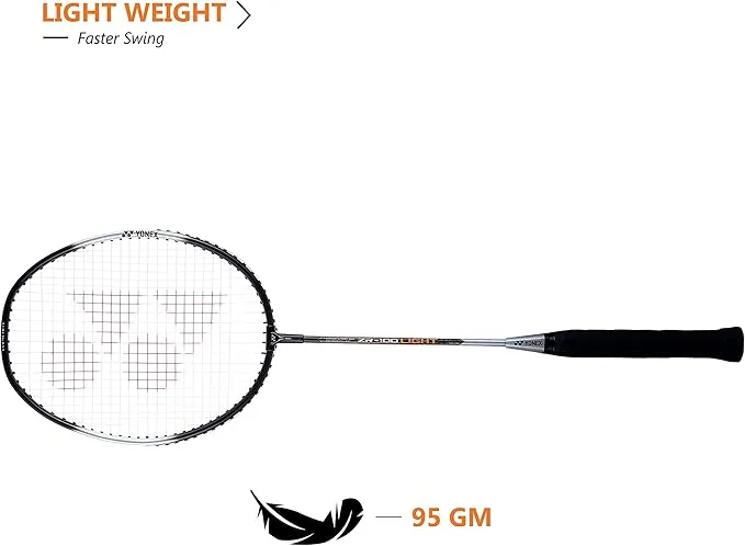 Yonex ZR-100 Light Black/White Badminton Racket Prestrung - Made in India (Black)