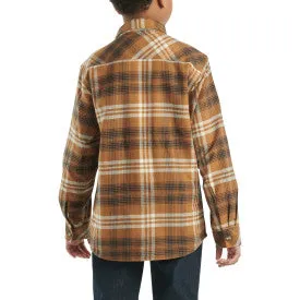 Youth Boys Long Sleeve Flannel Button Front Shirt - Carhartt Brown