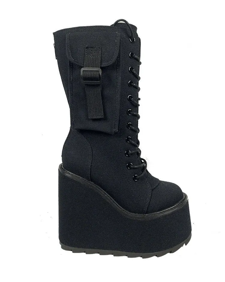 YRU Dune Desert Black Platform Shoes