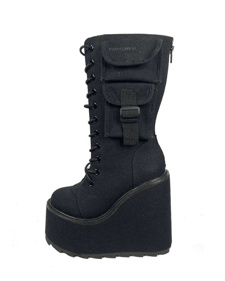 YRU Dune Desert Black Platform Shoes