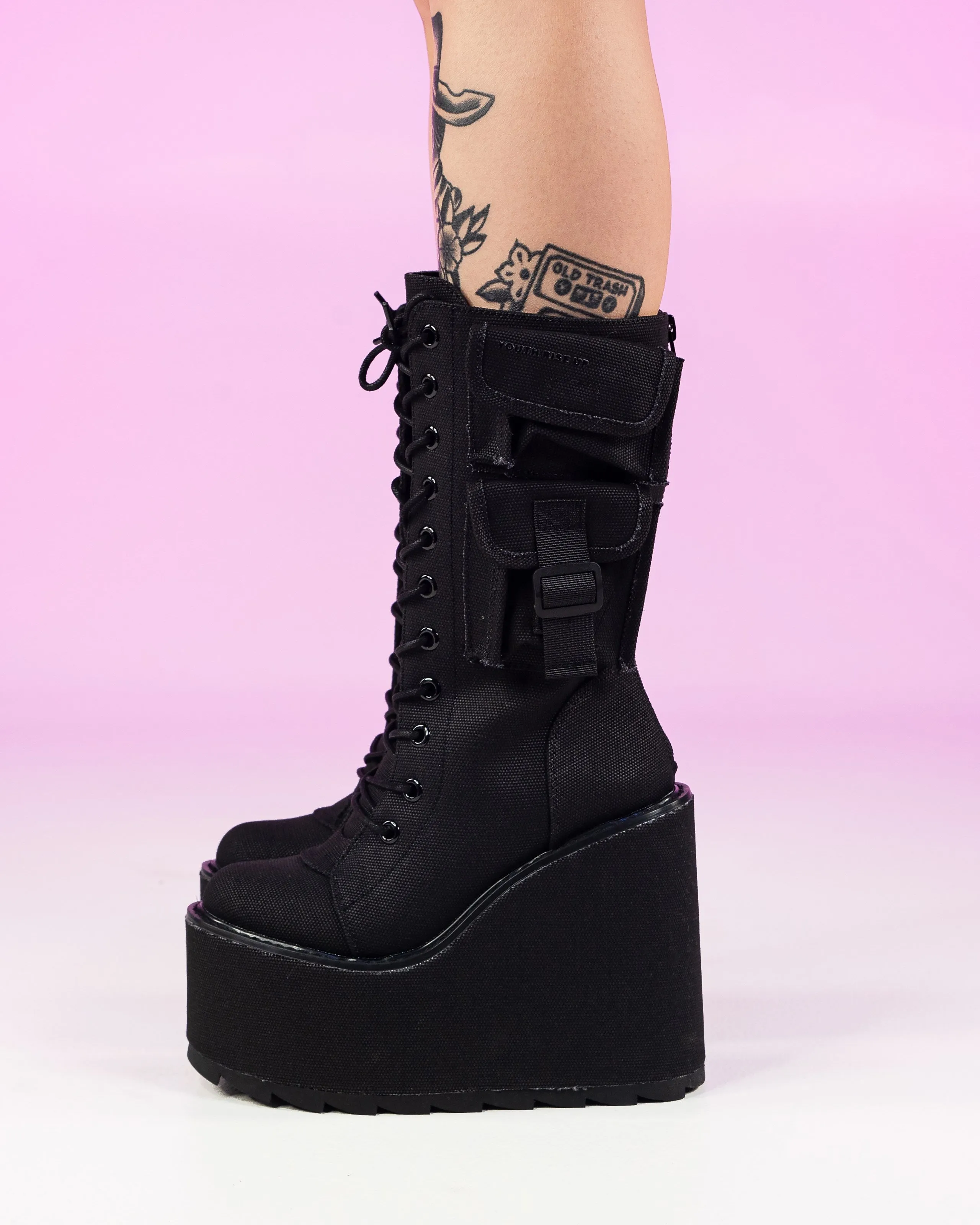 YRU Dune Desert Black Platform Shoes