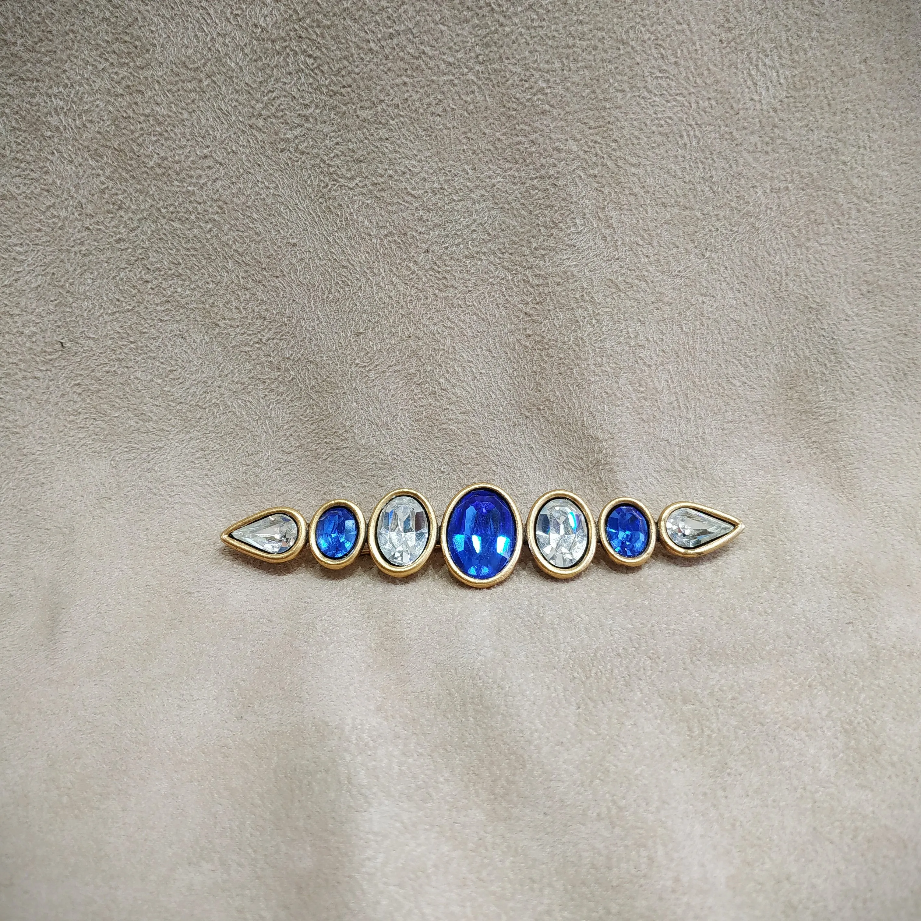 Yves Saint Laurent Gold  Blue Bar brooch vintage YSL