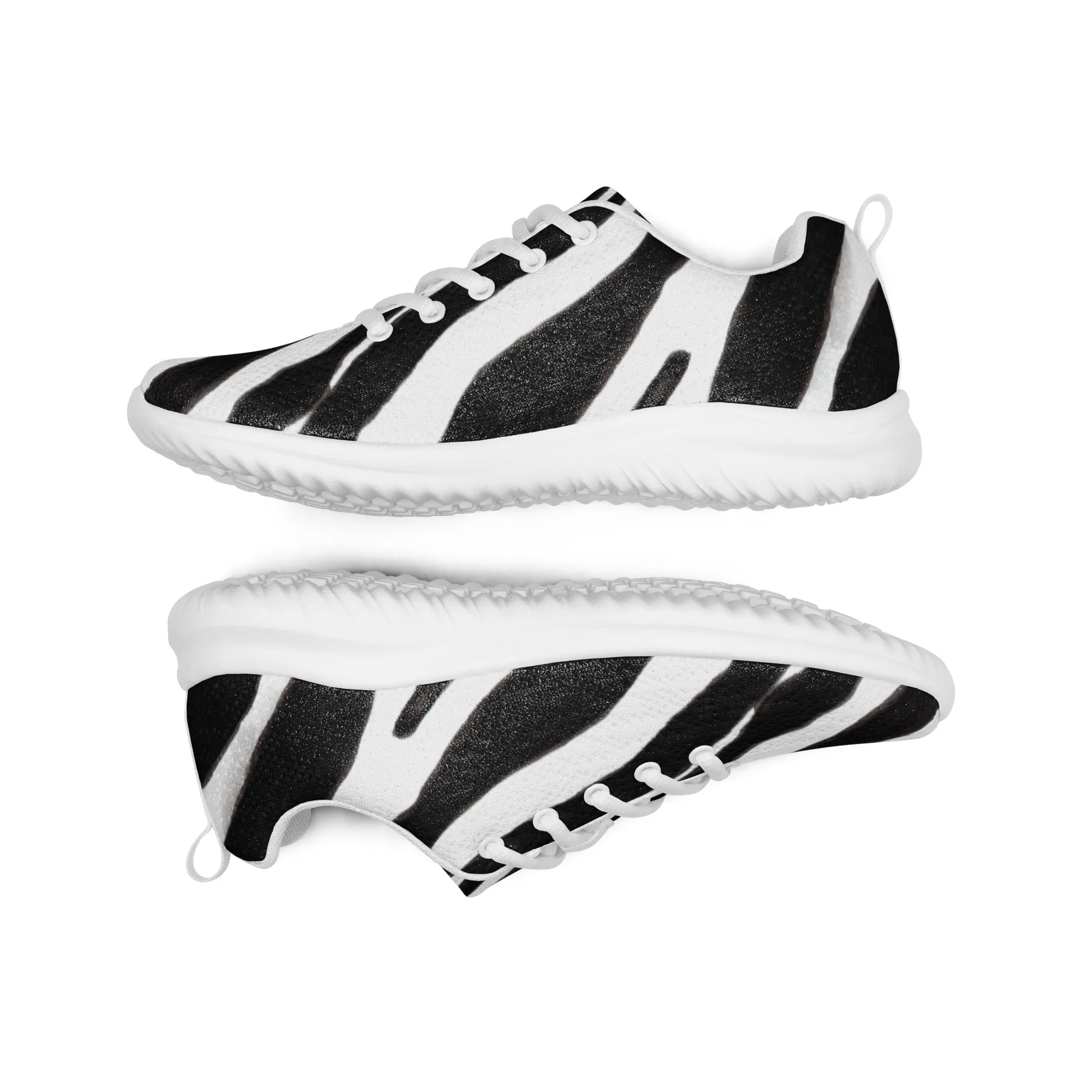 Zebra Striped Men's Sneakers, Zebra Striped Animal Print Modern Breathable Lightweight Men’s Athletic Shoes (US Size: 5-13)