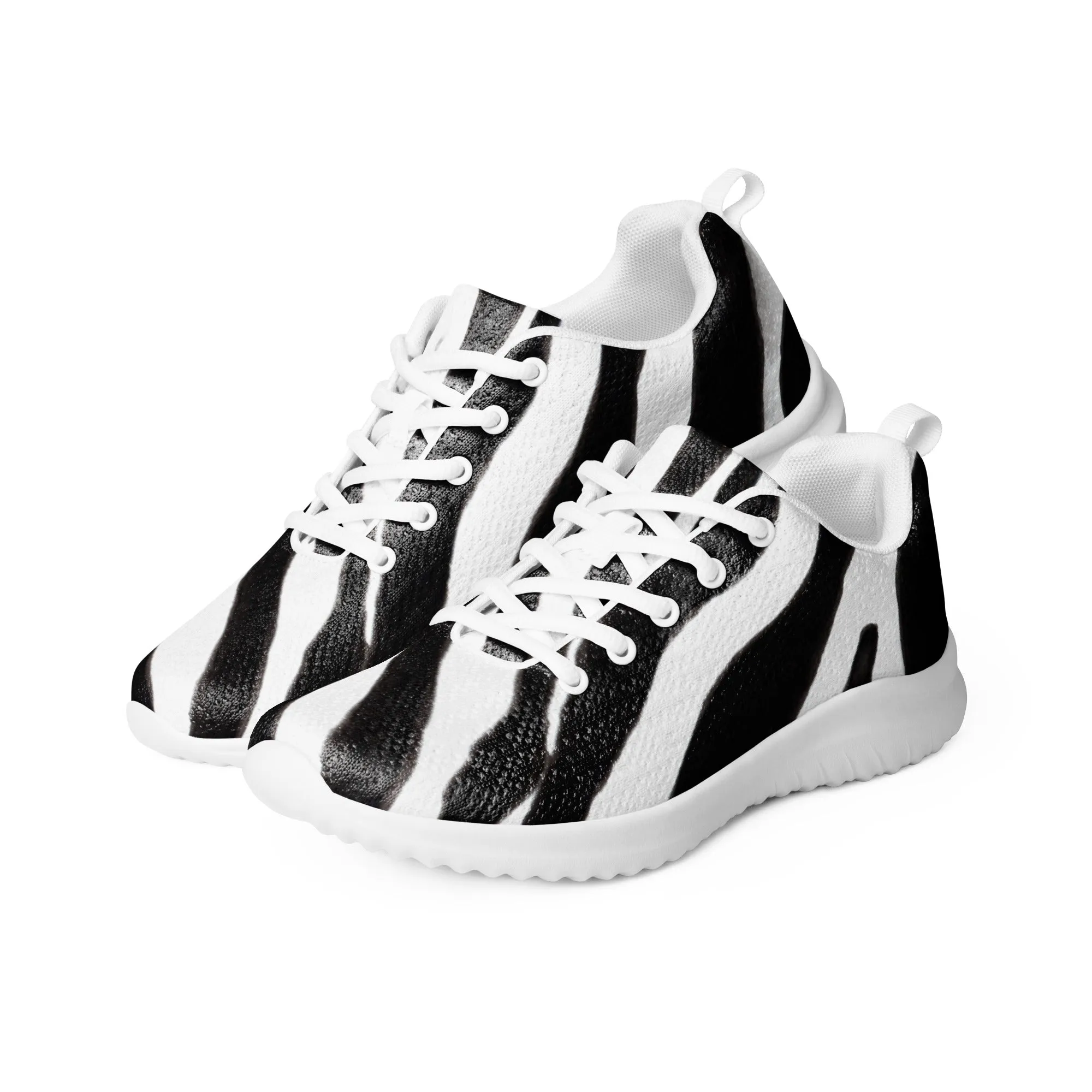 Zebra Striped Men's Sneakers, Zebra Striped Animal Print Modern Breathable Lightweight Men’s Athletic Shoes (US Size: 5-13)