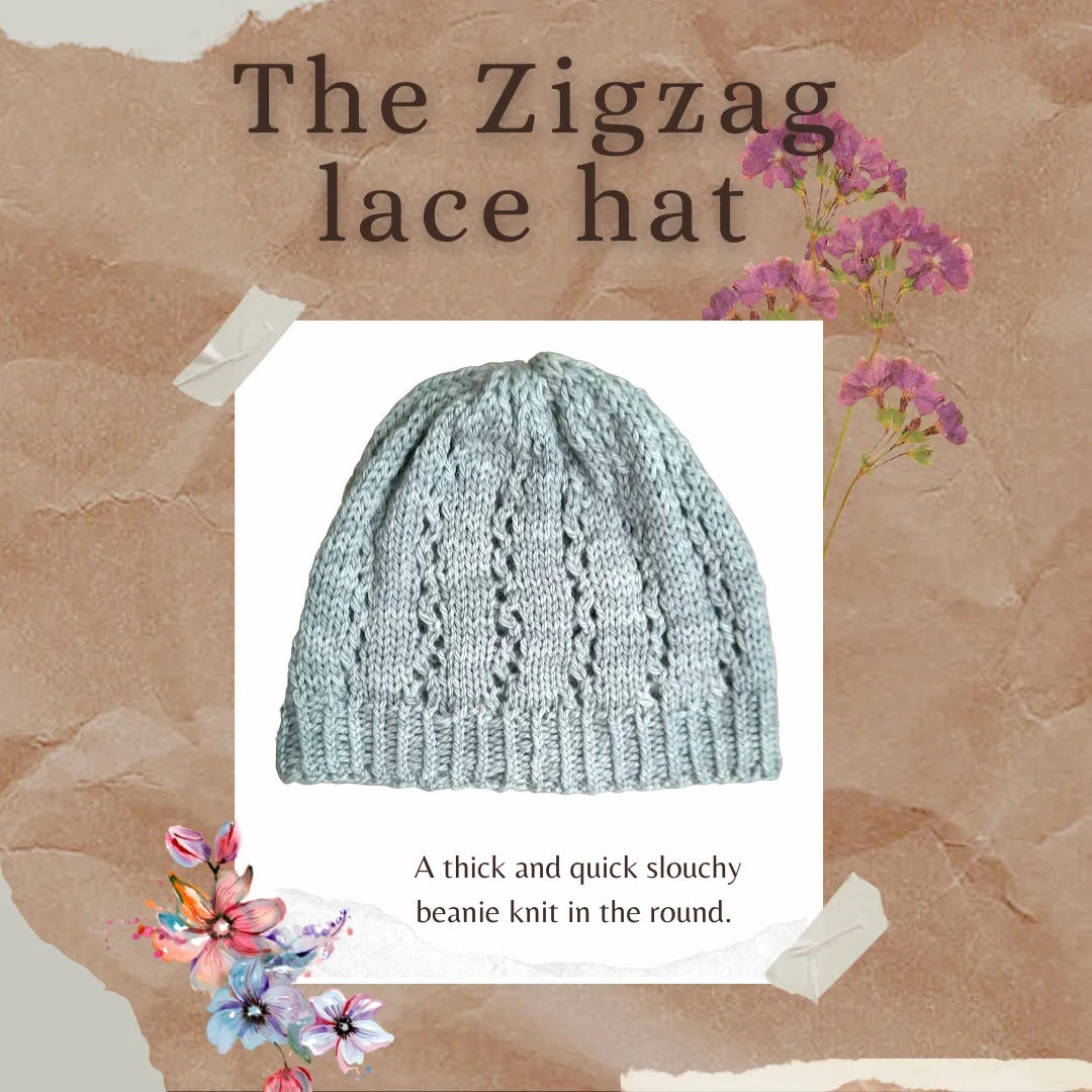 Zigzag lace beanie hat pattern