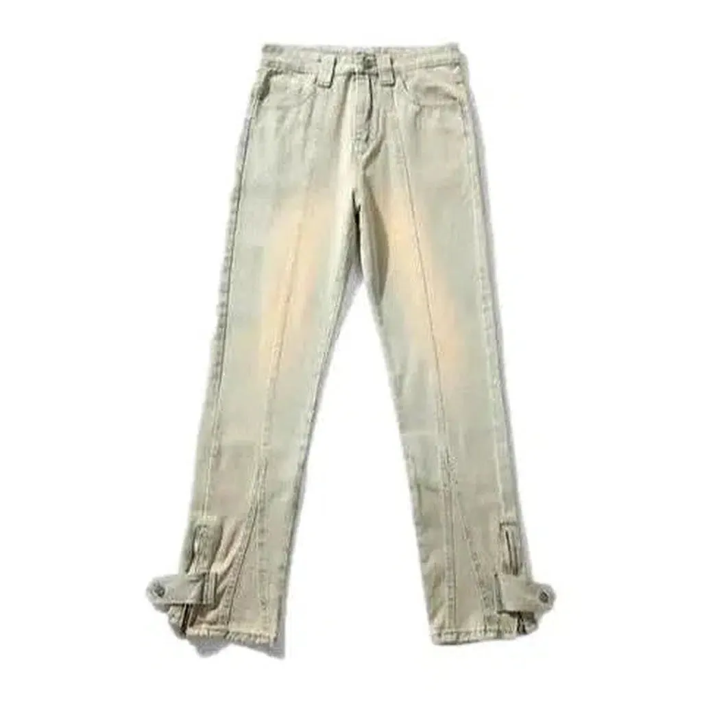 Zipper-button men's jeans