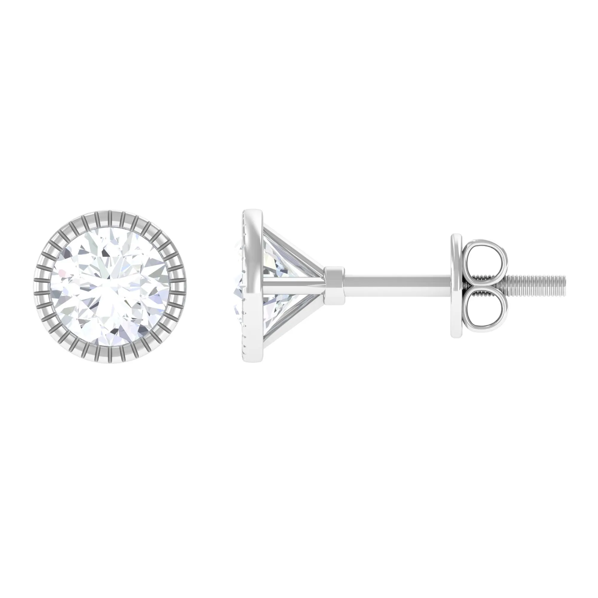 Zircon Solitaire Stud Earring in Bezel Setting