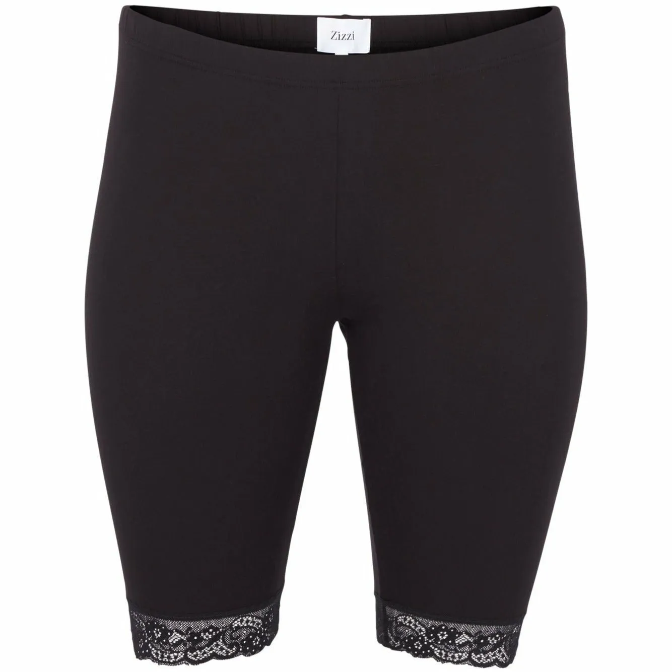 Zizzi Lace Trim Shorts Black