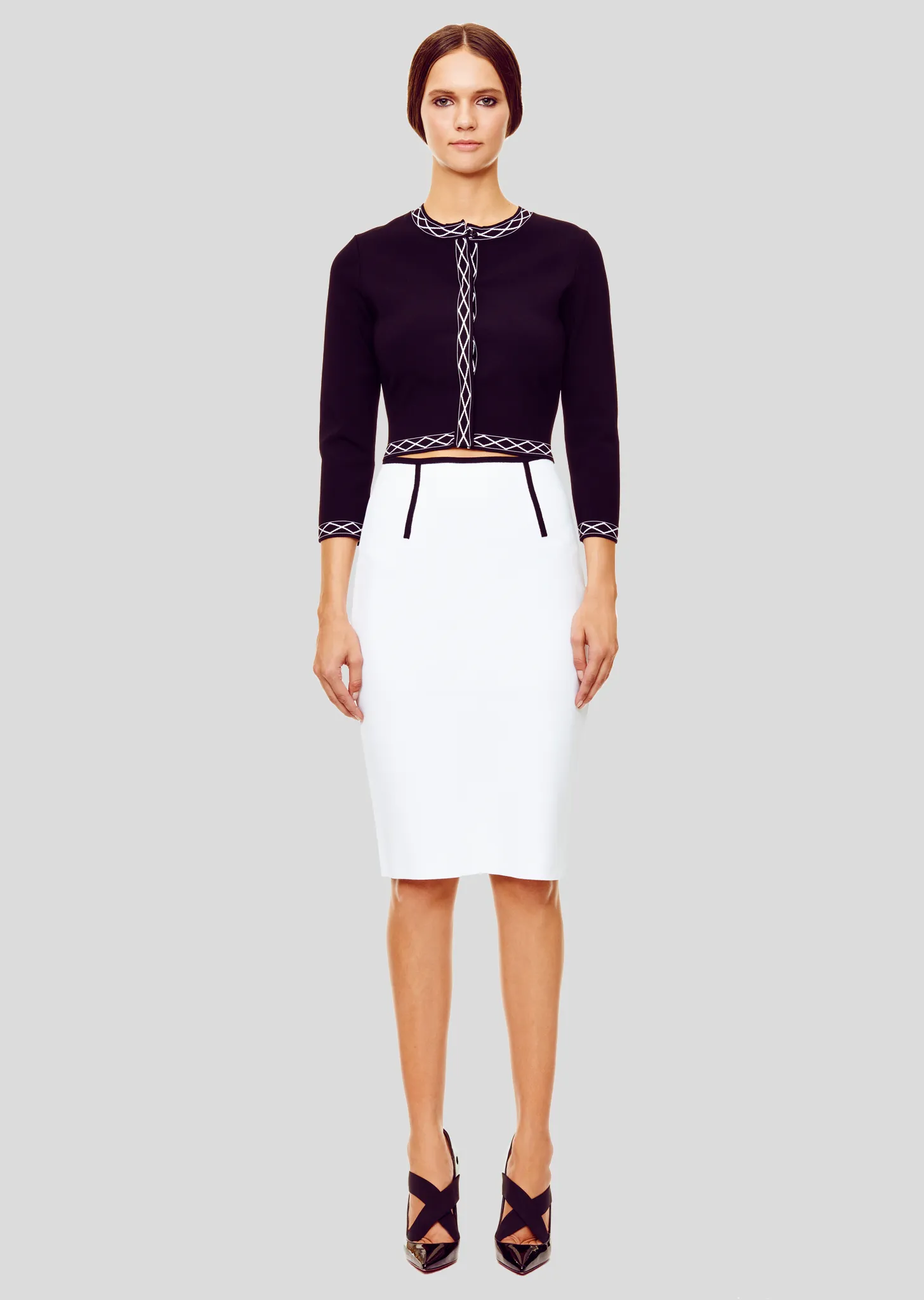 Zoe - Milano Knit Pencil Skirt with Contrast Piping